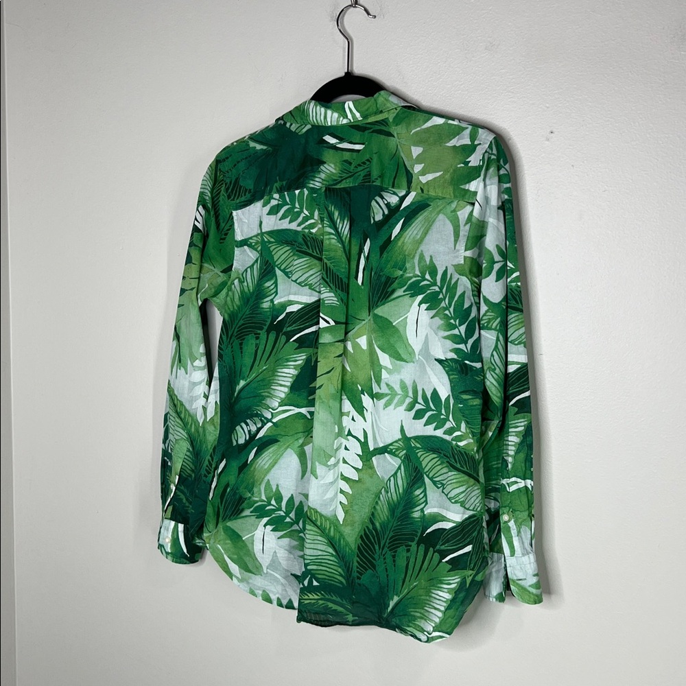 Lauren Ralph Lauren Palm Frond Print Cotton Voile Button Down Shirt size Medium - Picture 9 of 11